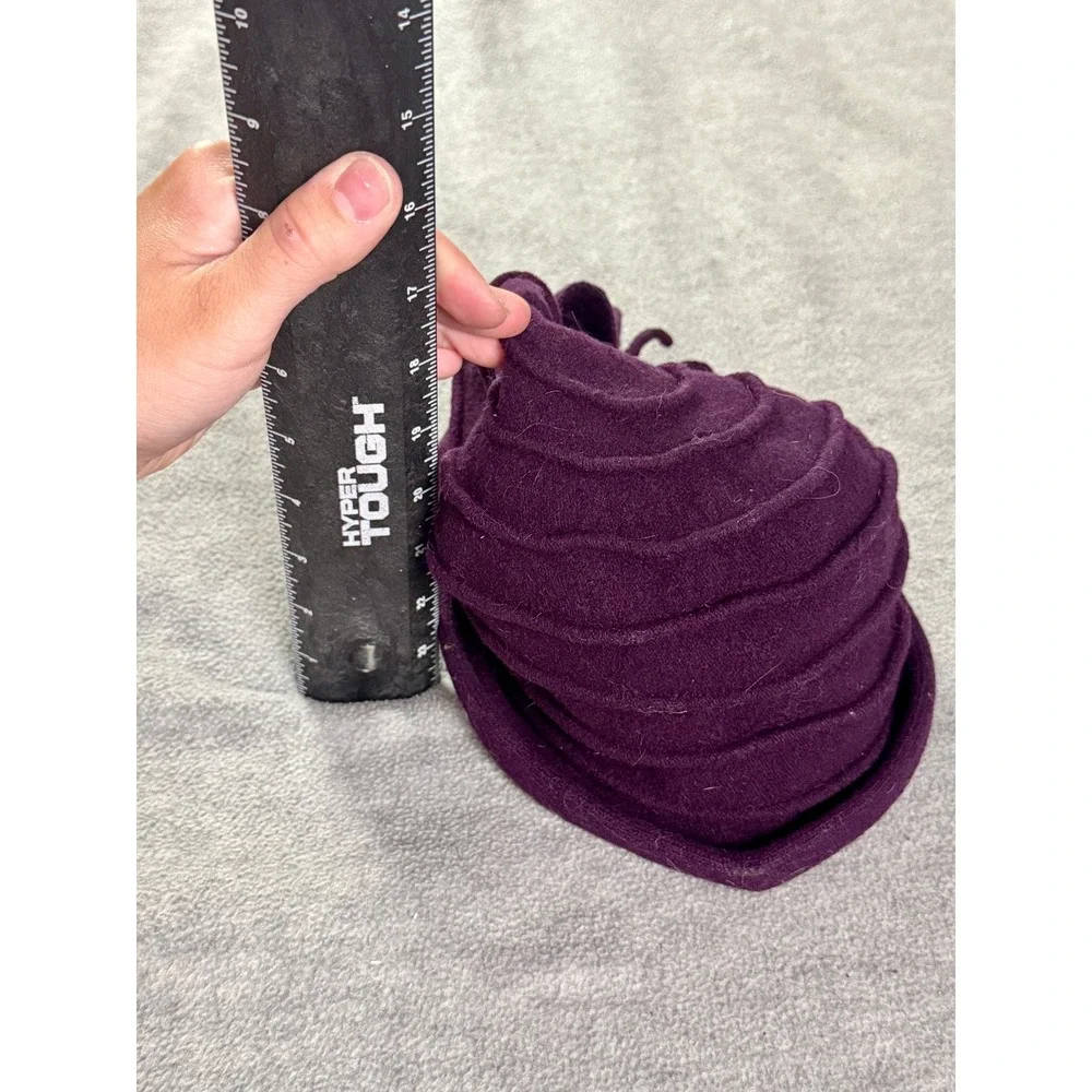 Vintage Style Purple Wool Blend Cloche Hat with Bow Spiral Tiered Bucket Hat